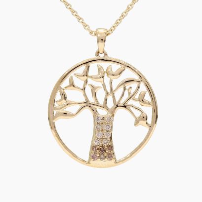 Abundance champagne diamond tree of life necklace