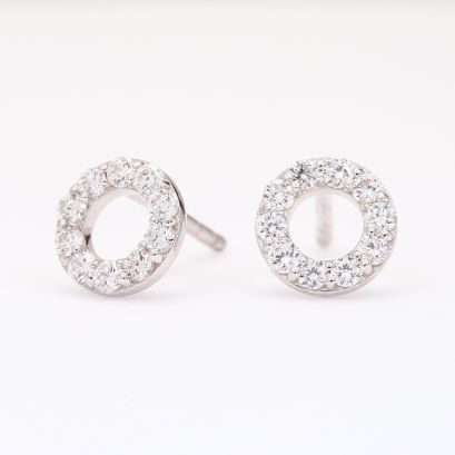 NXT Flight white diamond circle stud earrings