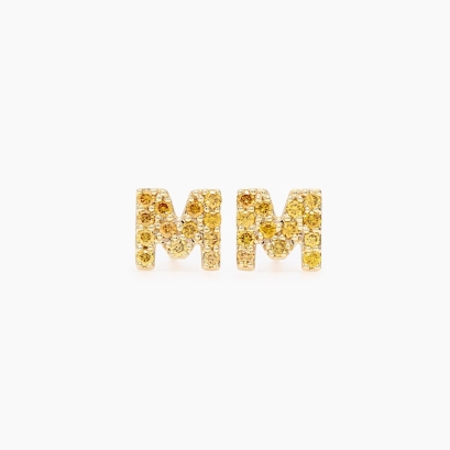 Love Letter M initial fancy orange diamond stud earrings