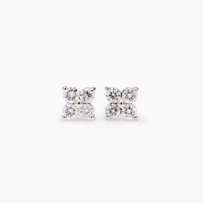 Flora white diamond flower stud earrings