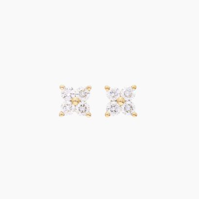 Flora white diamond flower stud earrings