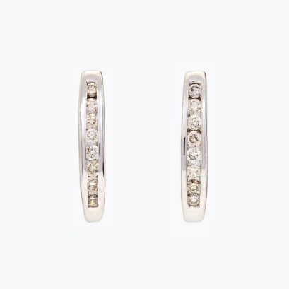 NXT Peyton champagne diamond huggie earrings