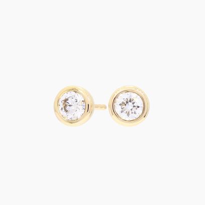 Lunar round-cut white lab-grown bezel-set diamond stud earrings