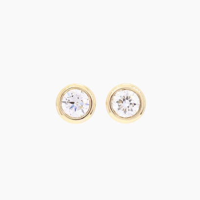 Lunar round-cut white lab-grown bezel-set diamond stud earrings