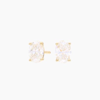 Leni oval-cut white lab-grown claw-set diamond stud earrings