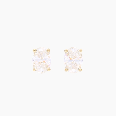 Leni oval-cut white lab-grown claw-set diamond stud earrings