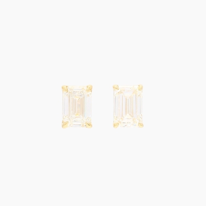 Lana emerald-cut white lab-grown claw-set diamond stud earrings