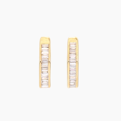 Hexara baguette-cut white diamond huggie hoop earrings