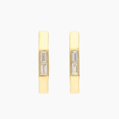 Octavia baguette-cut white diamond huggie hoop earrings