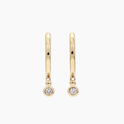 Zelie bezel-set diamond drop huggie earrings