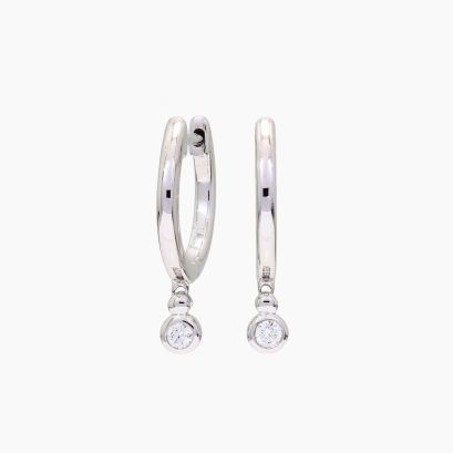 Zelie bezel-set diamond drop huggie earrings