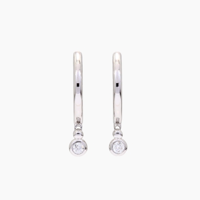 Zelie bezel-set diamond drop huggie earrings