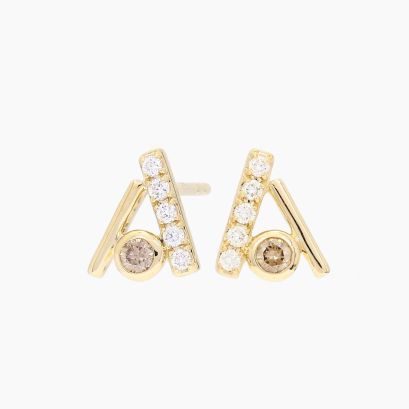 Craft champagne and white diamond geometric triangle stud earrings