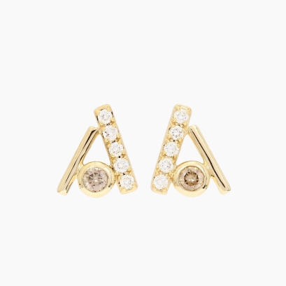 Craft champagne and white diamond geometric triangle stud earrings