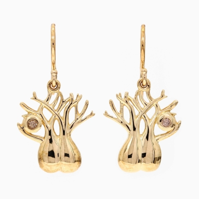 Twin Boab champagne diamond hook earrings