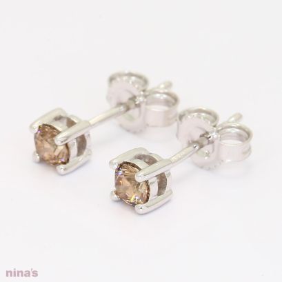 Sparkling 0.30 Carat Champagne Diamond Stud Earrings