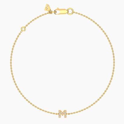 Lexicon white diamond M initial bracelet