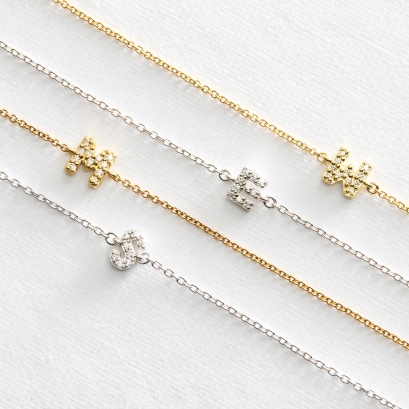 Lexicon white diamond M initial bracelet