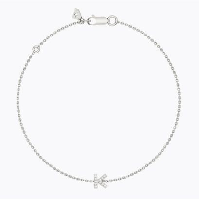 Lexicon white diamond K initial bracelet