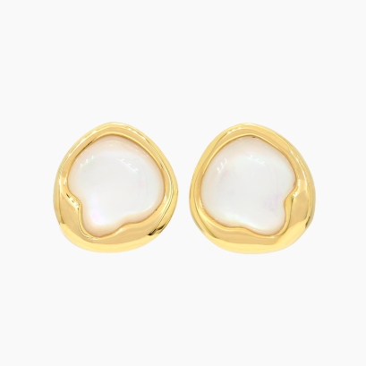 Cove white South Sea pearl oyster shell stud earrings
