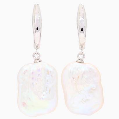 Willow white freshwater biwa pearl huggie earrings