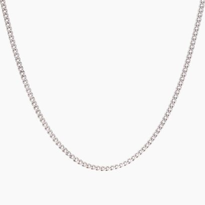 45cm 9 karat white gold diamond cut curb chain