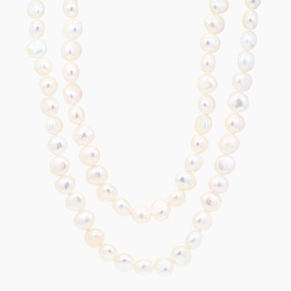 Harriette double-wrapped baroque white freshwater 120cm strand necklace