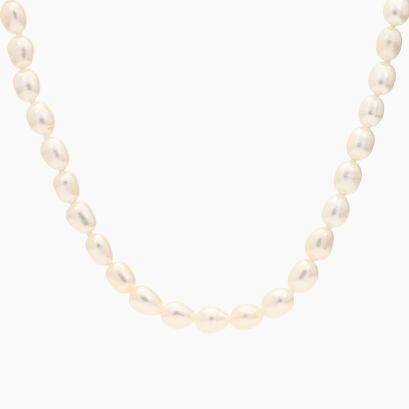 Aleisha rice-shaped freshwater white pearl strand necklace