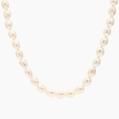 Aleisha rice-shaped freshwater white pearl strand necklace