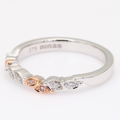 Aveline Argyle light pink champagne and white diamond band ring