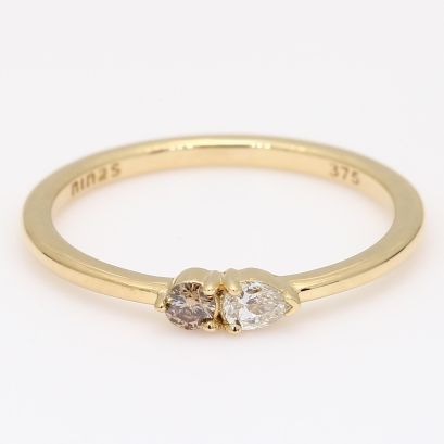 Calerry champagne and white diamond pear-cut stackable ring