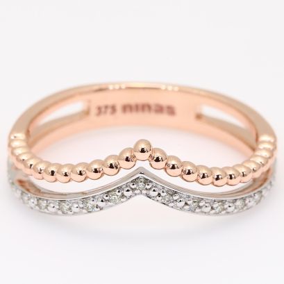 Vela white diamond curved band ring