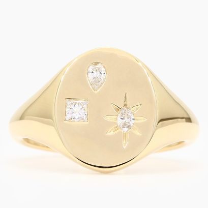 Cygnet white punch-set diamond signet ring