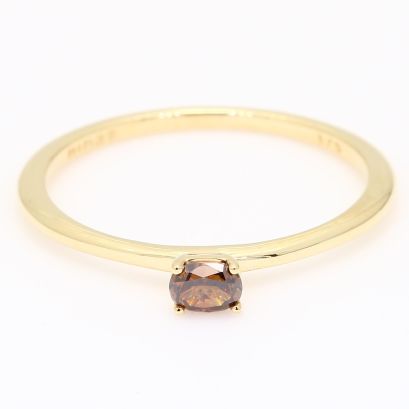Ellipse oval-cut champagne diamond stackable ring