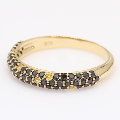 Taipan black and yellow pave diamond band ring