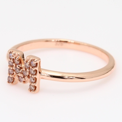 Love Letter M Argyle intense pink champagne diamond ring