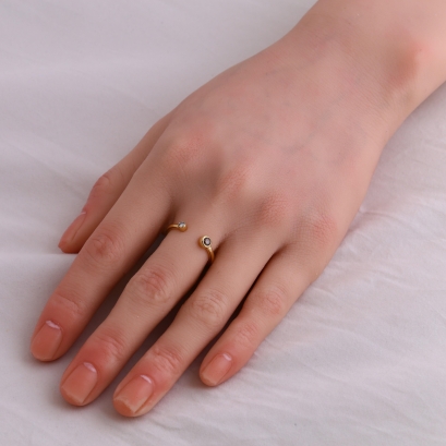 Bardot champagne and white diamond open stackable ring