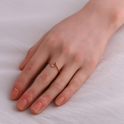 Paquin orange and white diamond open stackable ring