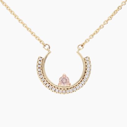 Roam white and Argyle pink champagne diamond necklace