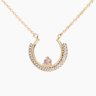 Roam white and Argyle pink champagne diamond necklace