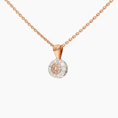 Geranium Argyle pink diamond halo pendant
