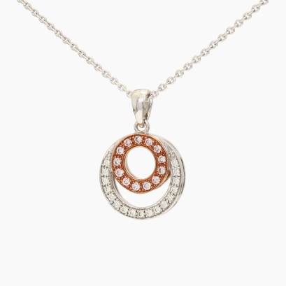 Oslo Argyle light pink champagne and white diamond circle pendant