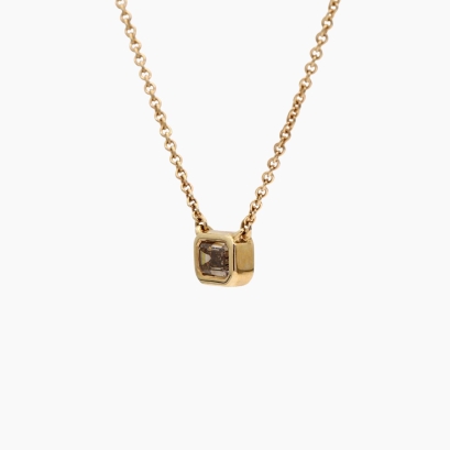 Emerald lumiere emerald cut champagne diamond necklace