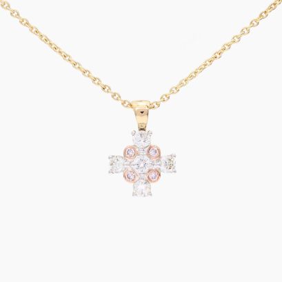 Cross white and Argyle light pink champagne diamond cross pendant