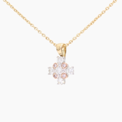 North Cross white and Argyle light pink champagne diamond cross pendant