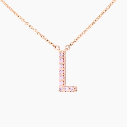 Love Letter L fancy purple diamond necklace