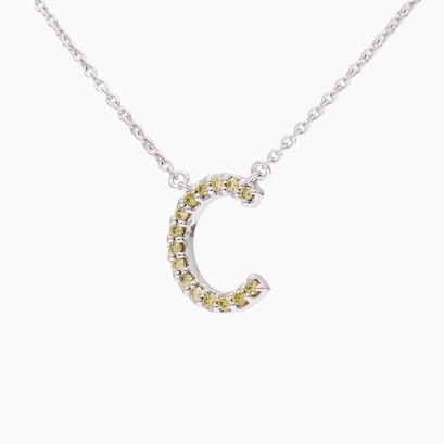 Love Letter C fancy yellow diamond necklace