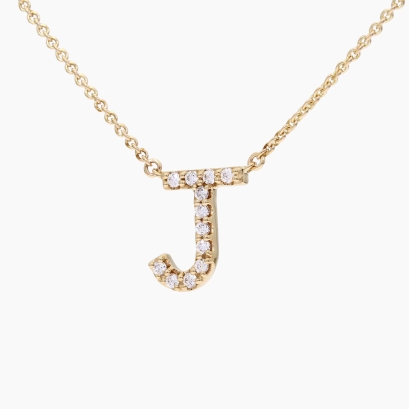 Love Letter J fancy white diamond necklace