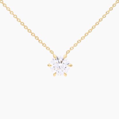 Lucent 1.09 carat round-cut white IGI-certified lab-grown claw-set solitaire diamond necklace