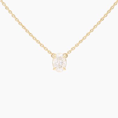 Leni 0.50 carat oval-cut white lab-grown claw-set solitaire diamond necklace